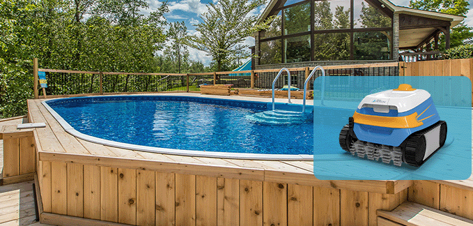 Get a FREE Robotic Pool Cleaner With Purchase Of A Complete Semi Inground Pool Kit!