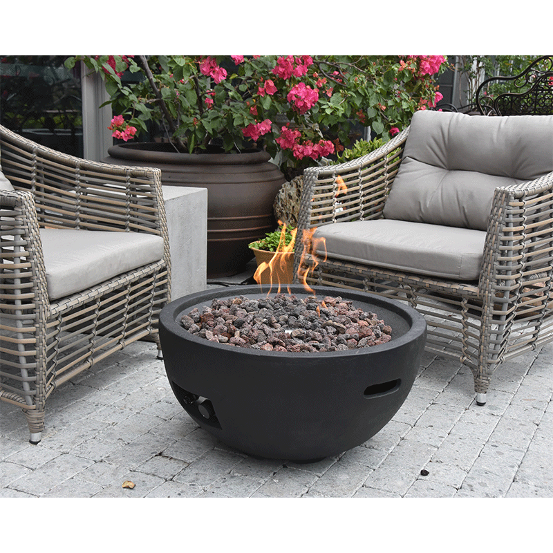 Jefferson 26 Inch Round Natural Gas Fire Bowl with Cover | Pool ...