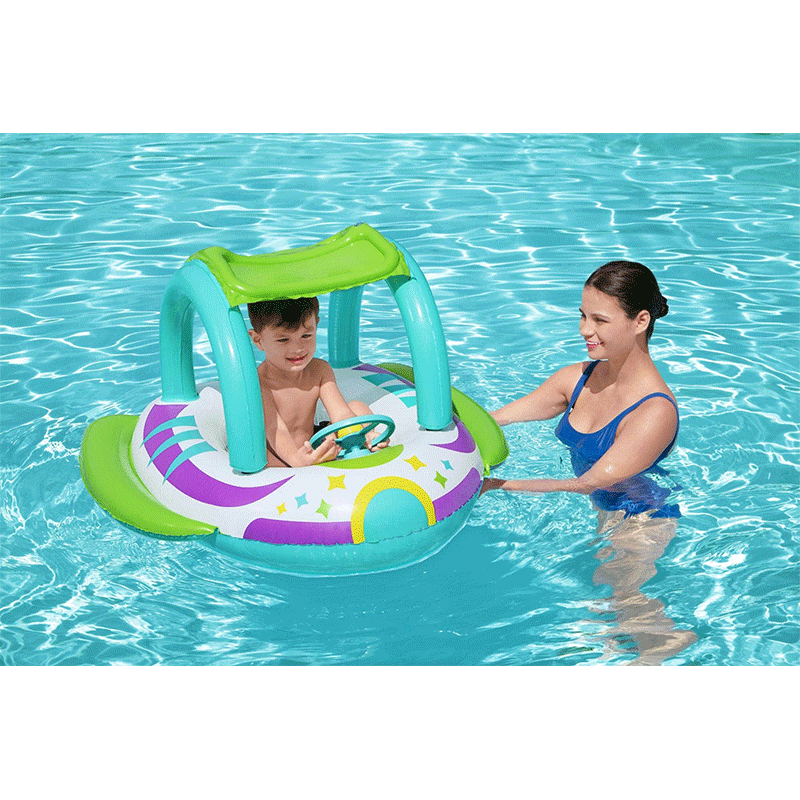 H2OGO! Space Splash Inflatable Baby Boat With Sunshade | Pool Supplies ...