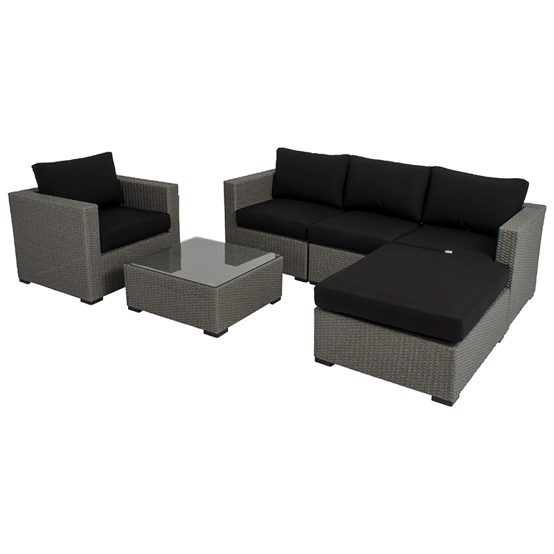 Torino 6 Piece Sectional Set (Natural / Black) | Pool Supplies Canada