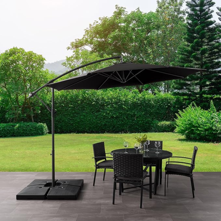 10 ft Polyester Hanging Umbrella (Black/Black)