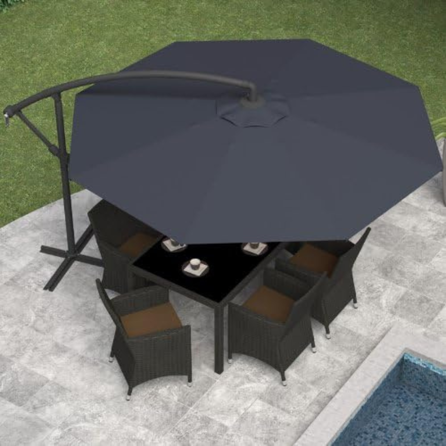 10 ft Polyester Hanging Umbrella (Black/Black)