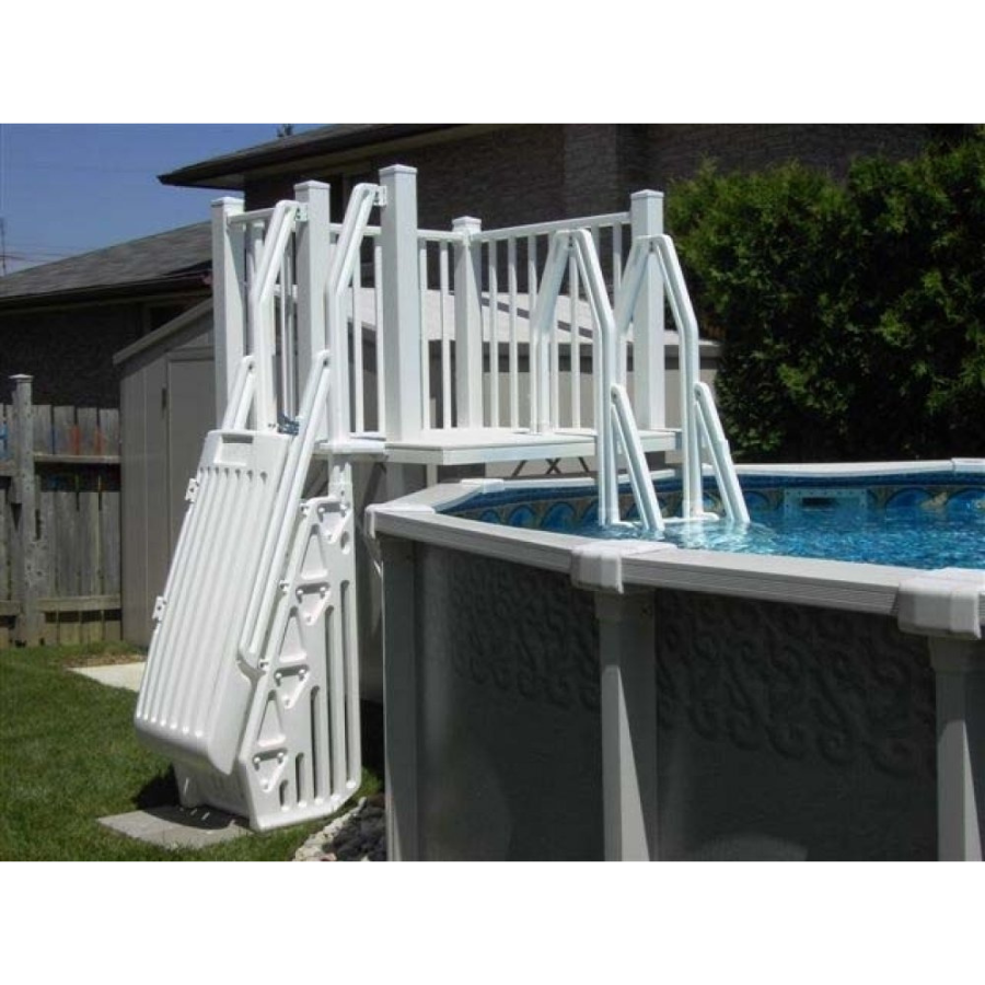 VinylWorks 5 x 5 Ft Resin Deck Kit with Steps and Gate | Pool Supplies ...