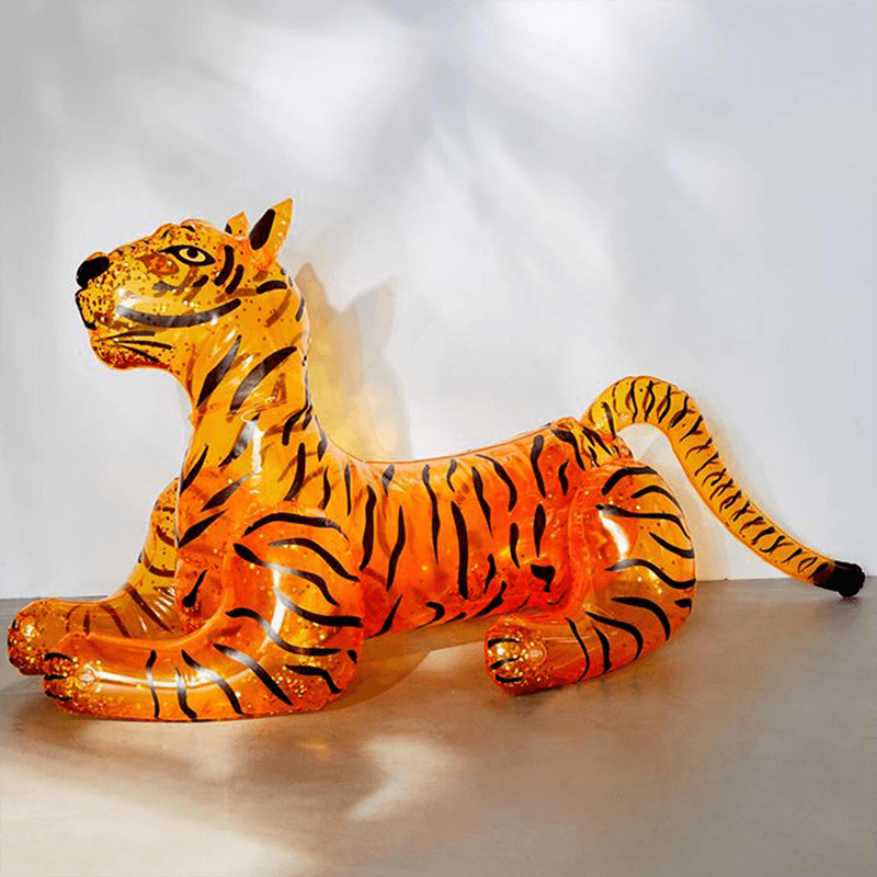 Flotteur de piscine en forme de tigre géant à paillettes