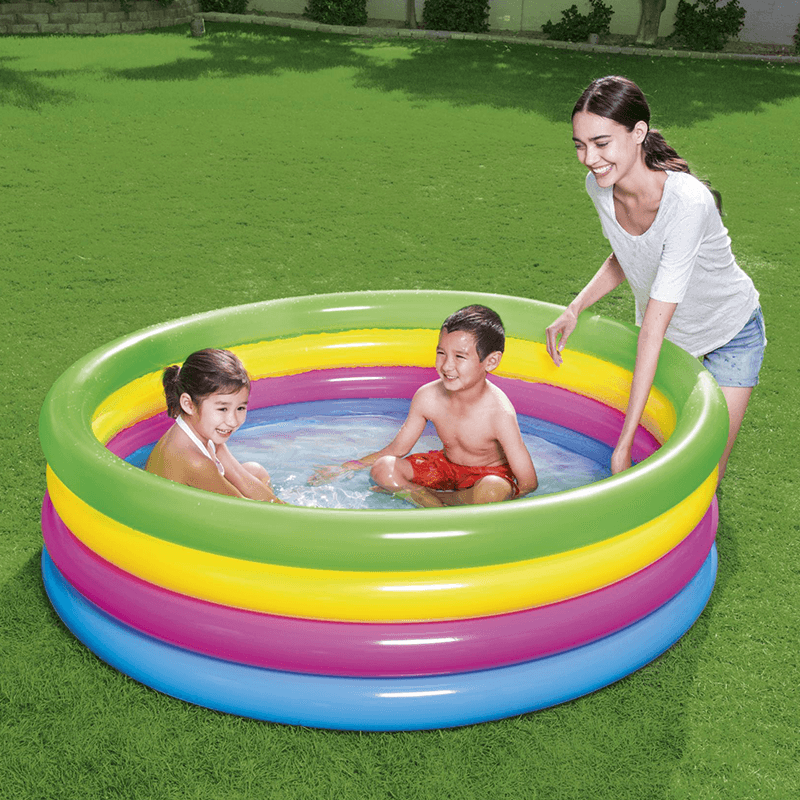 49'' Extra Large Kiddie Pool丨Rainbow Inflatable Swimming Pool for Kids with  Inflatable Toy Rainbow Smile Face丨Summer Blowup Kid Pool Portable Ball Pit